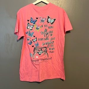 NWT Simply Southern Long Sleeve Pink Tee Shirt size Medium